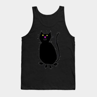 Black Cat with a Halo of Stars Tank Top